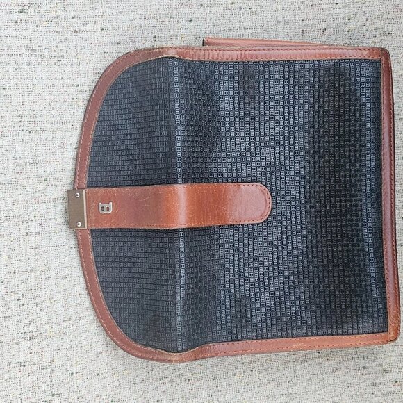 Vintage Bally Clutch Purse Brown/Black Leather Wristlet Rare Hand Bag Made Italy - Picture 8 of 13